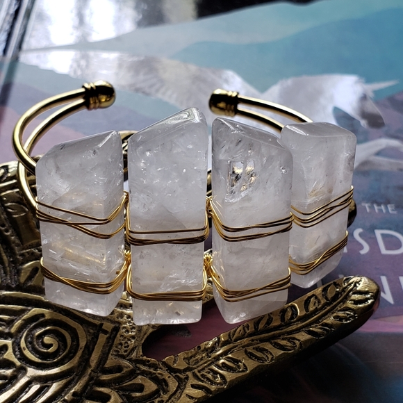 Jack Gold Tone Cuff Bracelet in White Crystal main image 0
